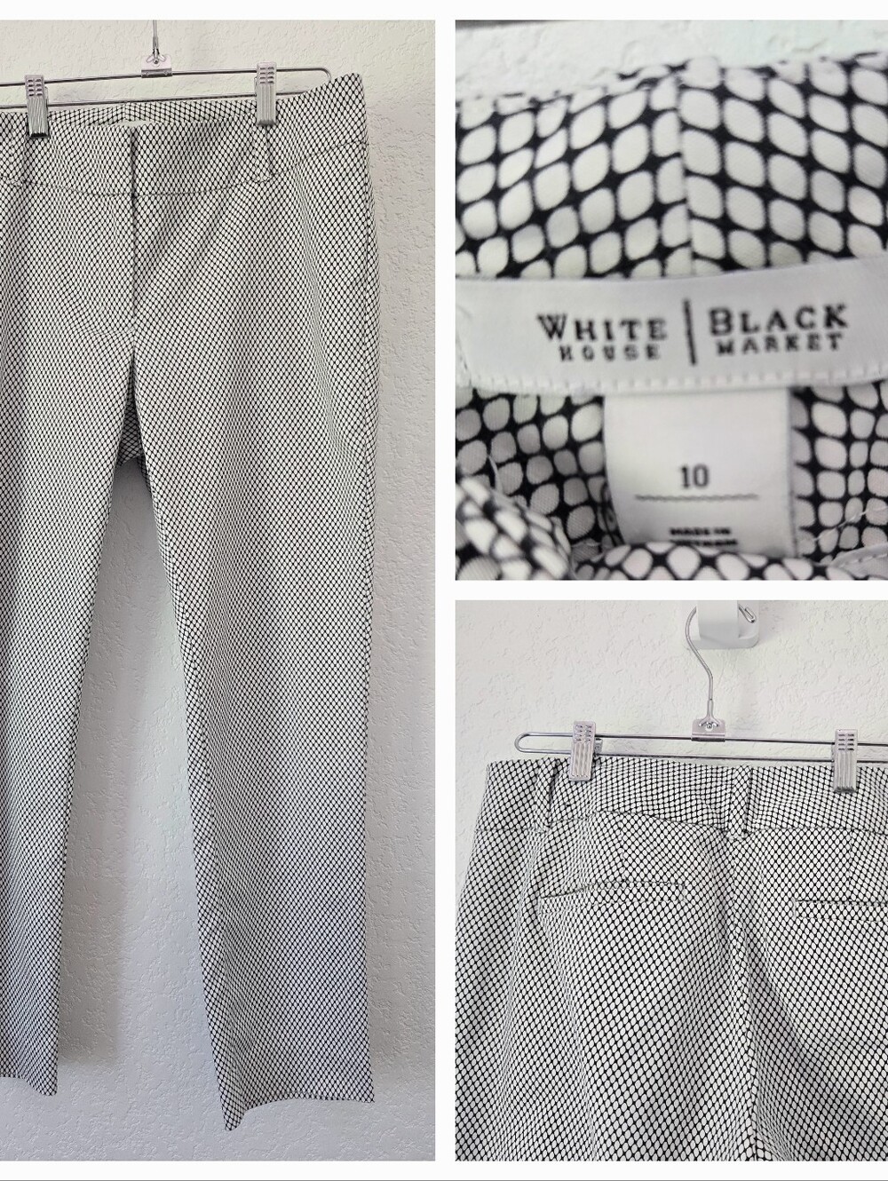 White House Black Market Black & White Slim Dress Pants